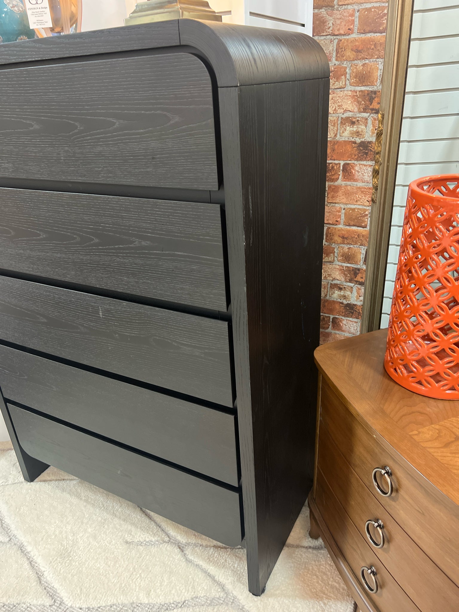 SALE HIGHBOY DRESSER BLACK WOOD WITH 5 DRAWERS – Consign & Design