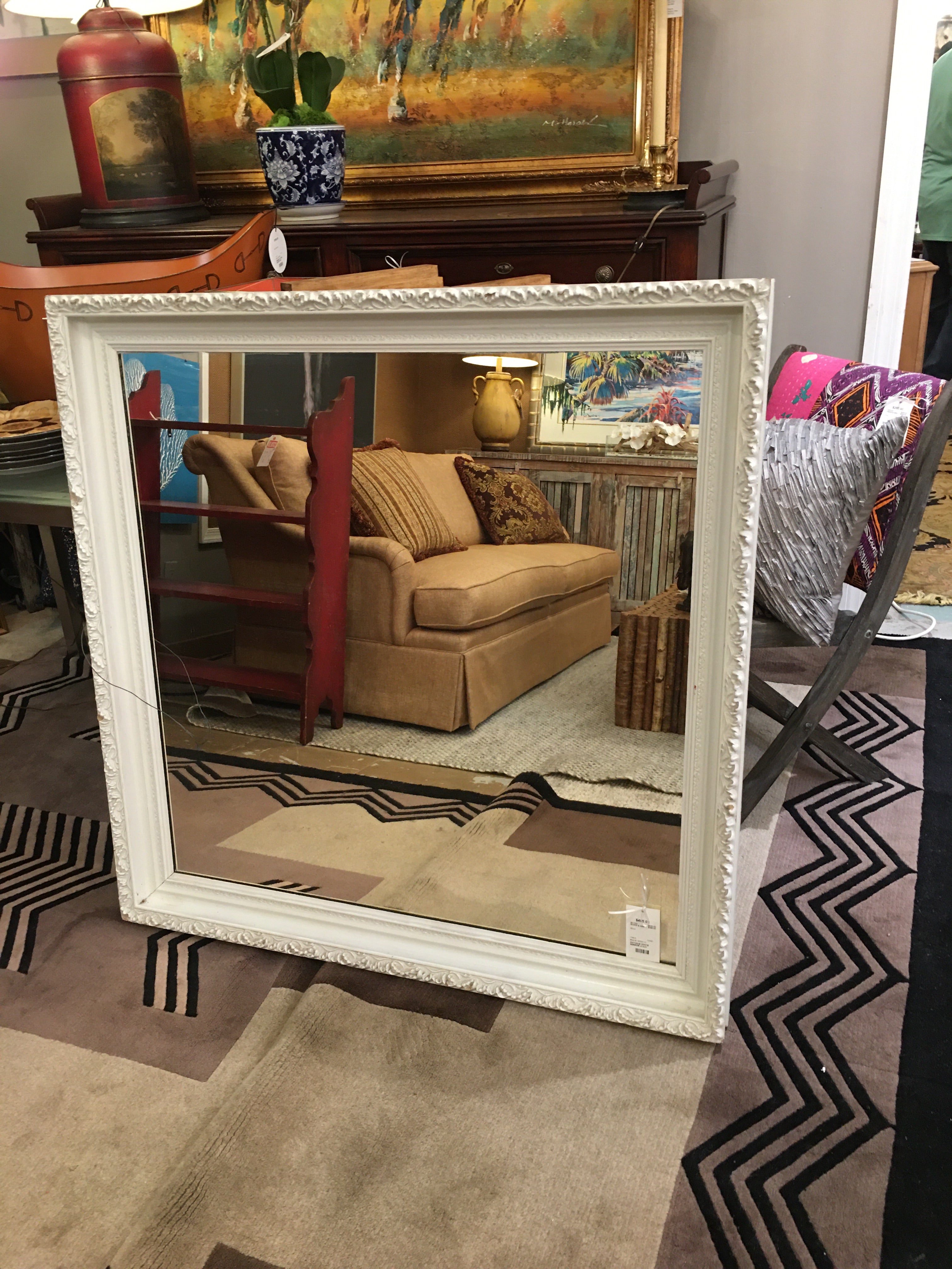 ANTIQUE WHITE MIRROR Consign & Design