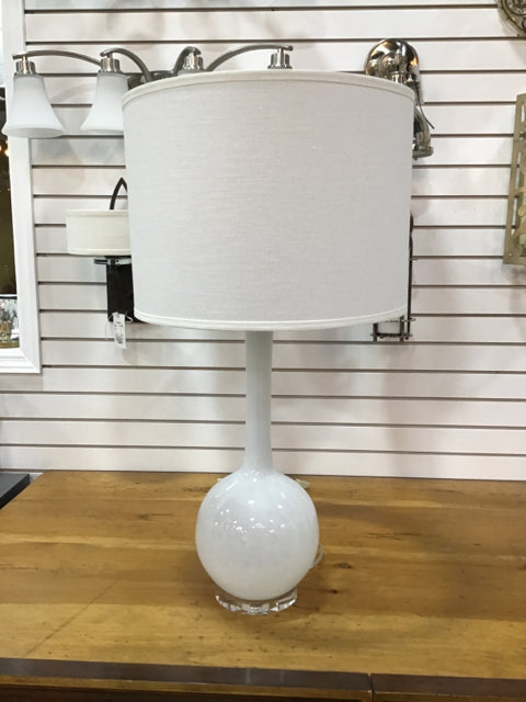 MITCHELL GOLD TABLE LAMP WHITE GLASS LONG NECK