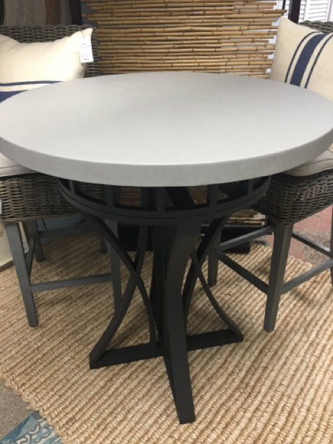 TOMMY BAHAMA ADJUSTABLE HEIGH PUB TABLE WITH STONE TOP