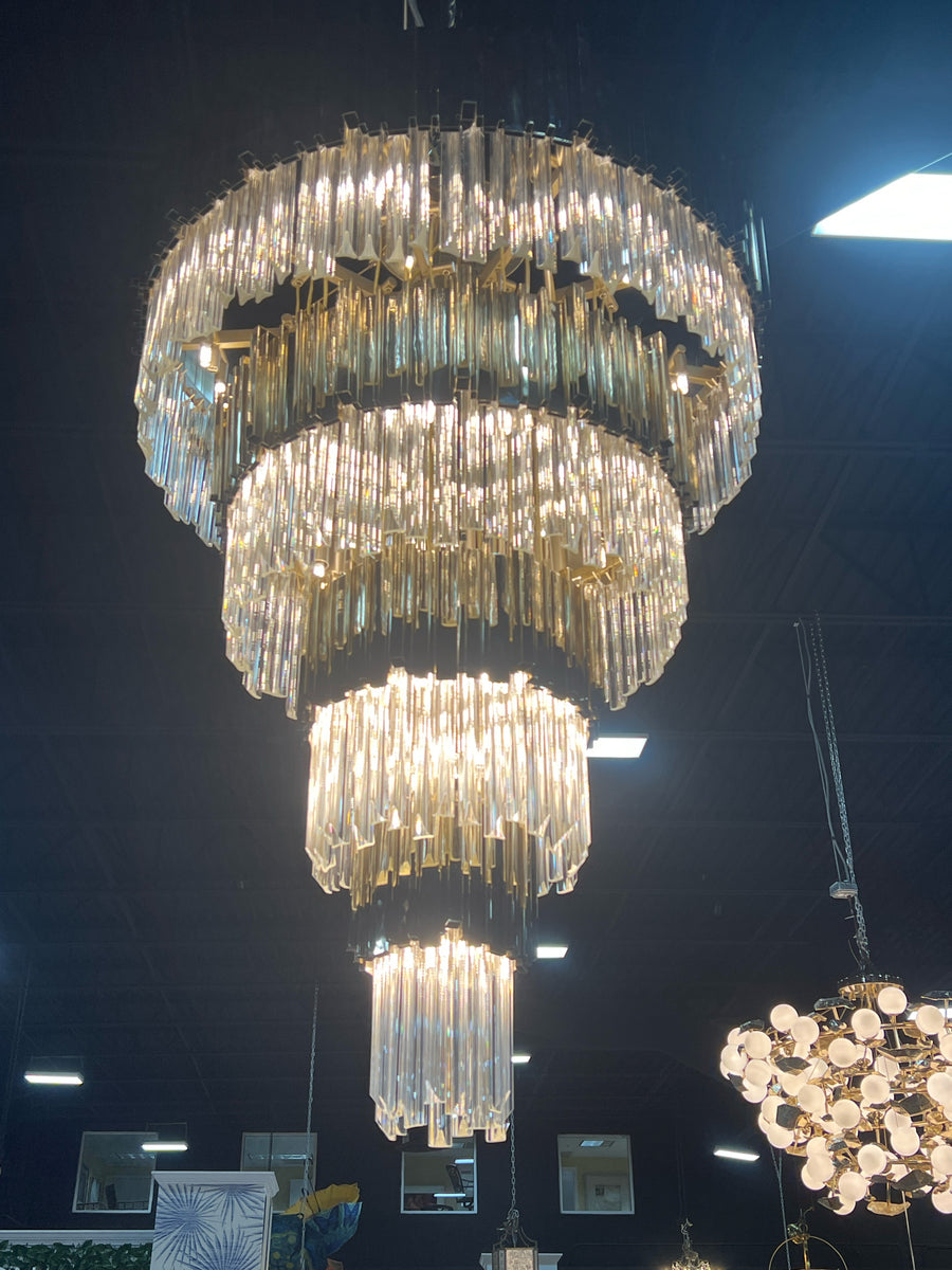 CHANDELIER BOCA DO LOBO 4 TIER BRASS AND CRYSTAL