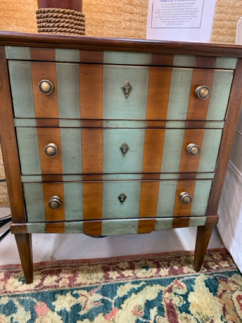 SHERRILL CHEST 3 DRAWER HAND PAINTED GREEN