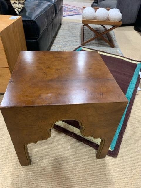 DREXEL SIDE TABLE MOROCCAN INSPIRED BURLED ELM GILDED APRONS