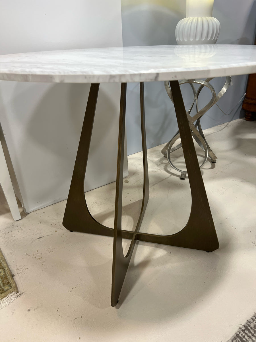 GABBY HOME TABLE WHITE MARBLE TOP WITH BRASS BASE