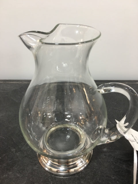 GLASS PITCHER WITH SILVER