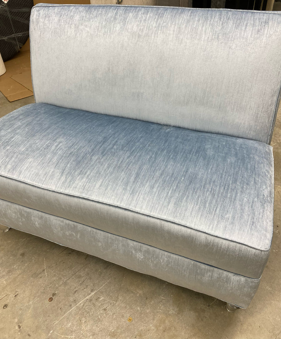 SOFA LIGHT BLUE VELVET ACRYLIC LEGS