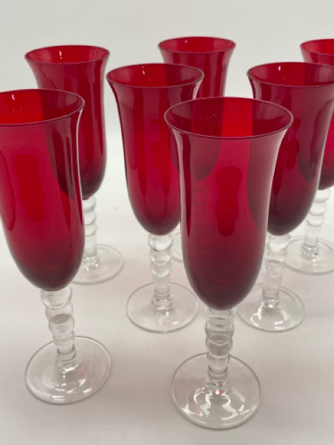 RED GLASSES SET OF 10 CHAMPAGNE
