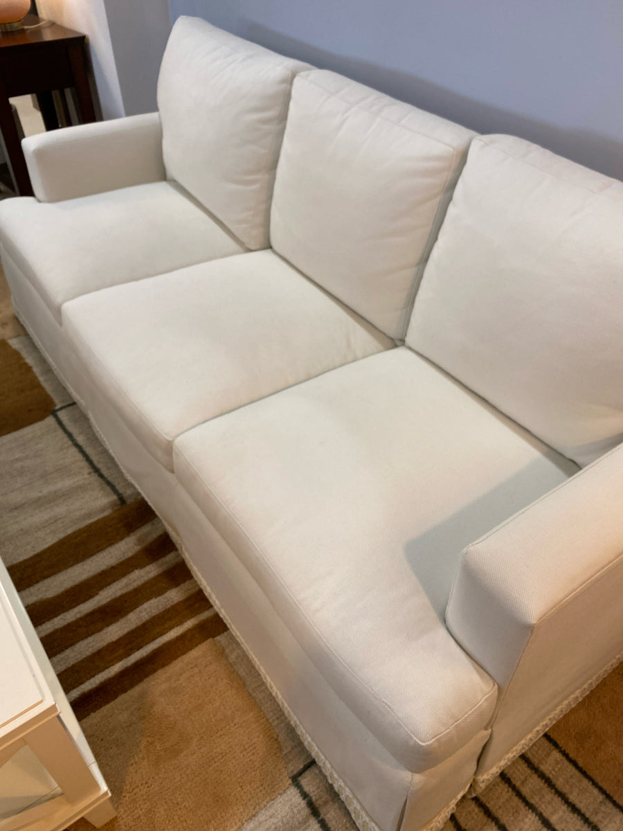 FERRELL MITTMAN SOFA WHITE 3 CUSHION SKIRTED