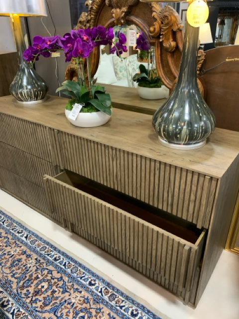 DRESSER BROWN 6  DRAWER WITH REED DETAILS