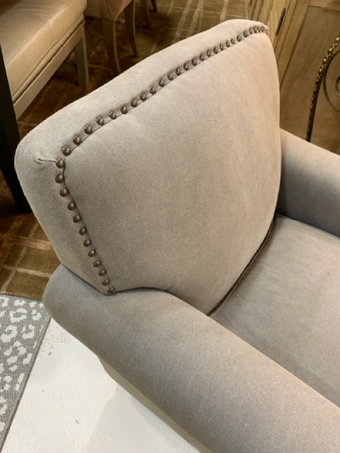 RESTORATION HARDWARE CHILD CHAIR GREY WITH  PIN NAILS