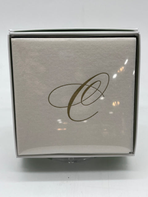 COCKTAIL NAPKIN "C" INITIAL WHITE AND GOLD PAPER LINEN