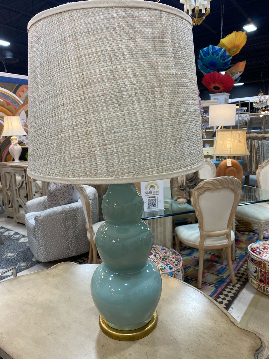 TABLE LAMP SAGE GREEN GOLD BASE