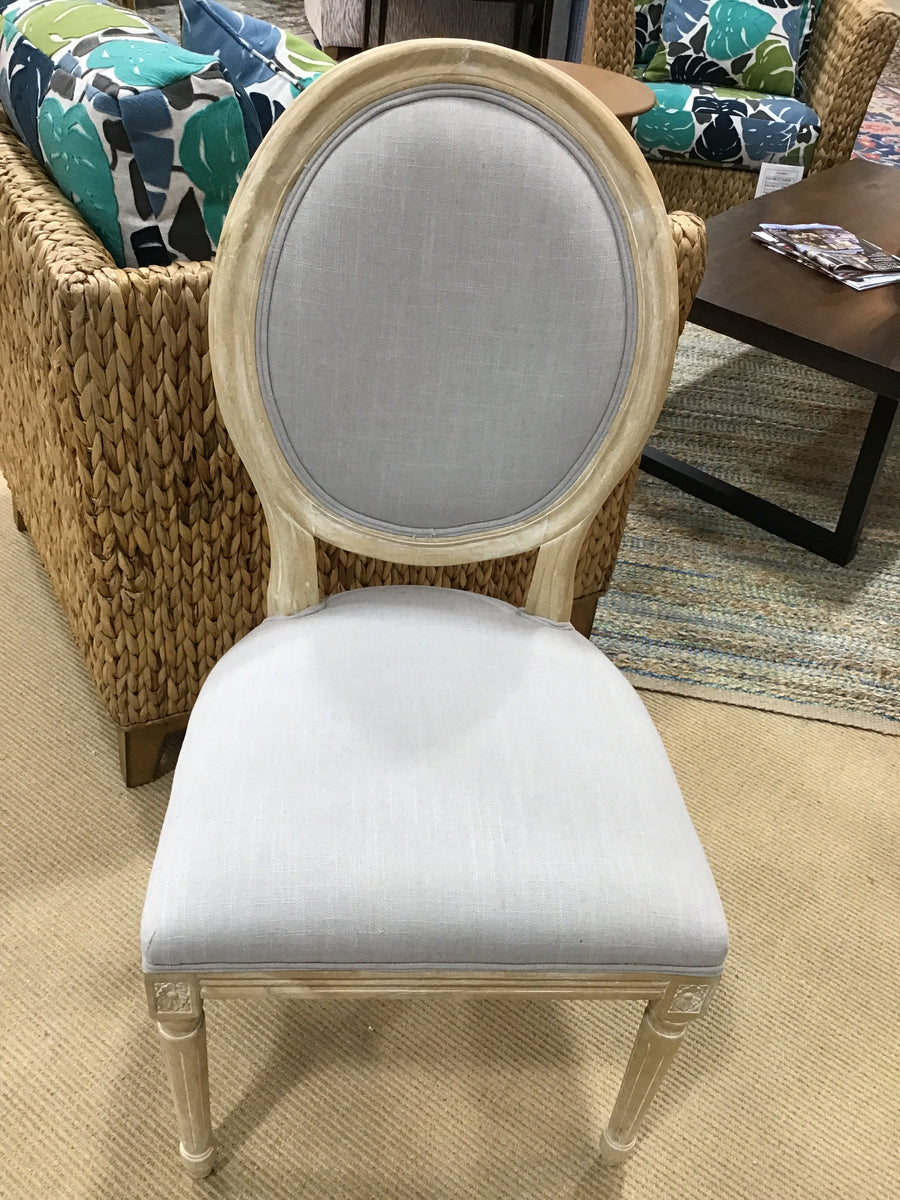 PAIR UPHOLSTERED GRAY CHAIR LIGHT WASHED WOOD FRAME