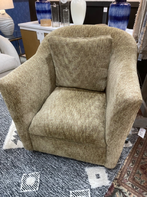 CLUB CHAIR SWIVEL UPHOLSTERED WITH COFFEE COLOR FABRIC