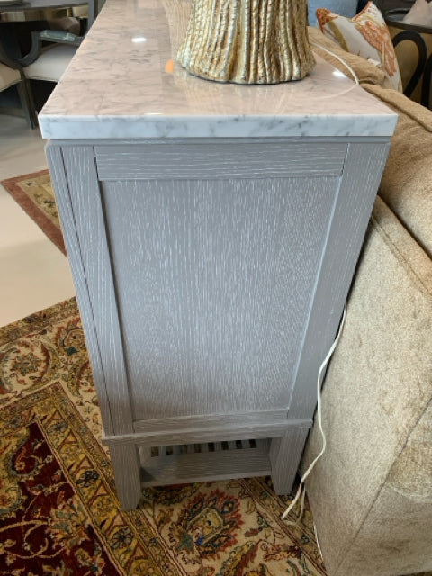 BAR CABINET GREY WITH STONE TOP 2 DOOR 3 DRAWER