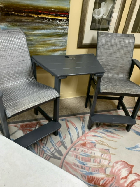 PATIO GREY 2 CHAIR SET WITH CONNECTING TRAY