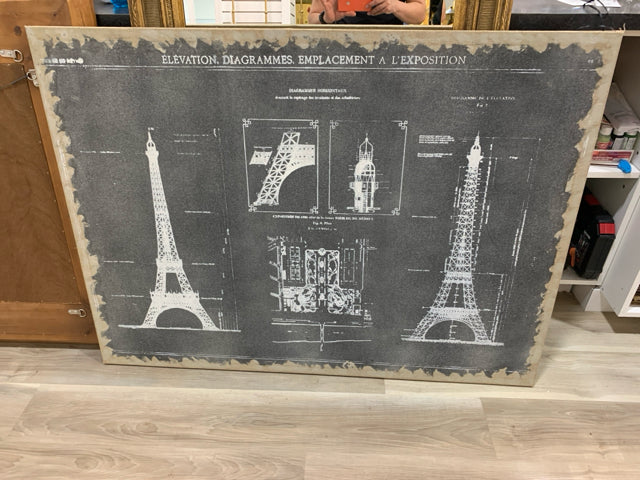PAINTING EIFFEL TOWER ON STRETCHED  CANVAS
