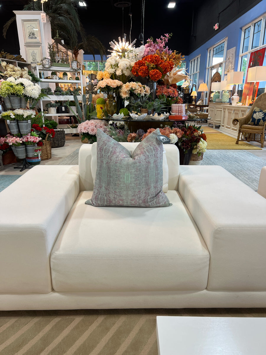 RESTORATION HARDWARE CHAIR CORTONA COLLECTION WIDE ARM NATURAL WHITE WOOL TWILL