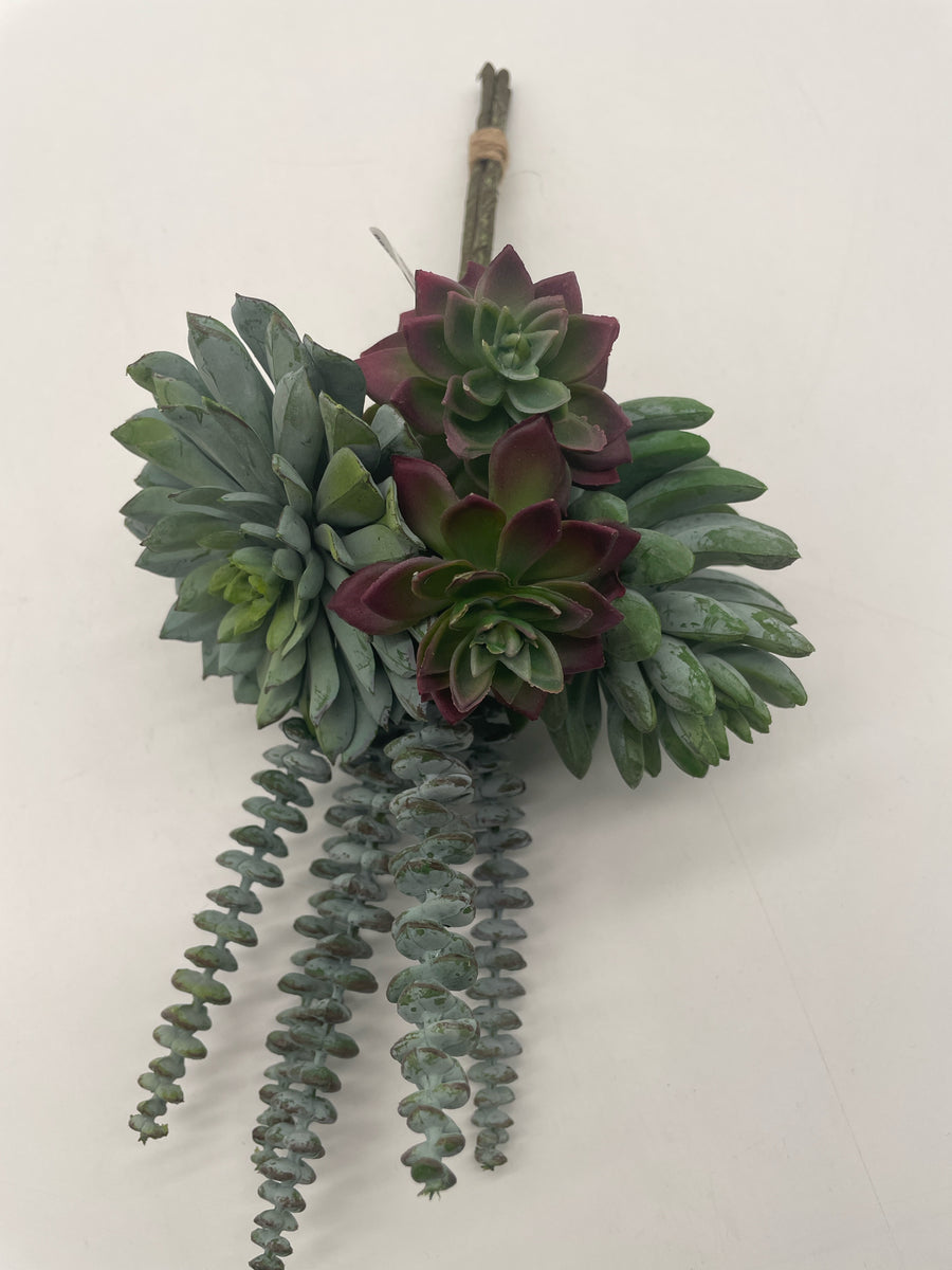 succulent picks 14" Green w/Burgundy Assorted Succulent Pick