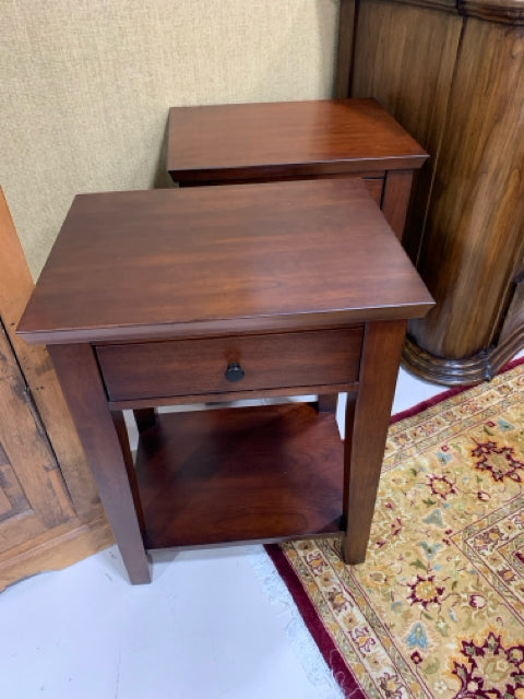 PAIR OF POTTERY BARN NIGHT STAND  DARK WOOD 1 DRAWER