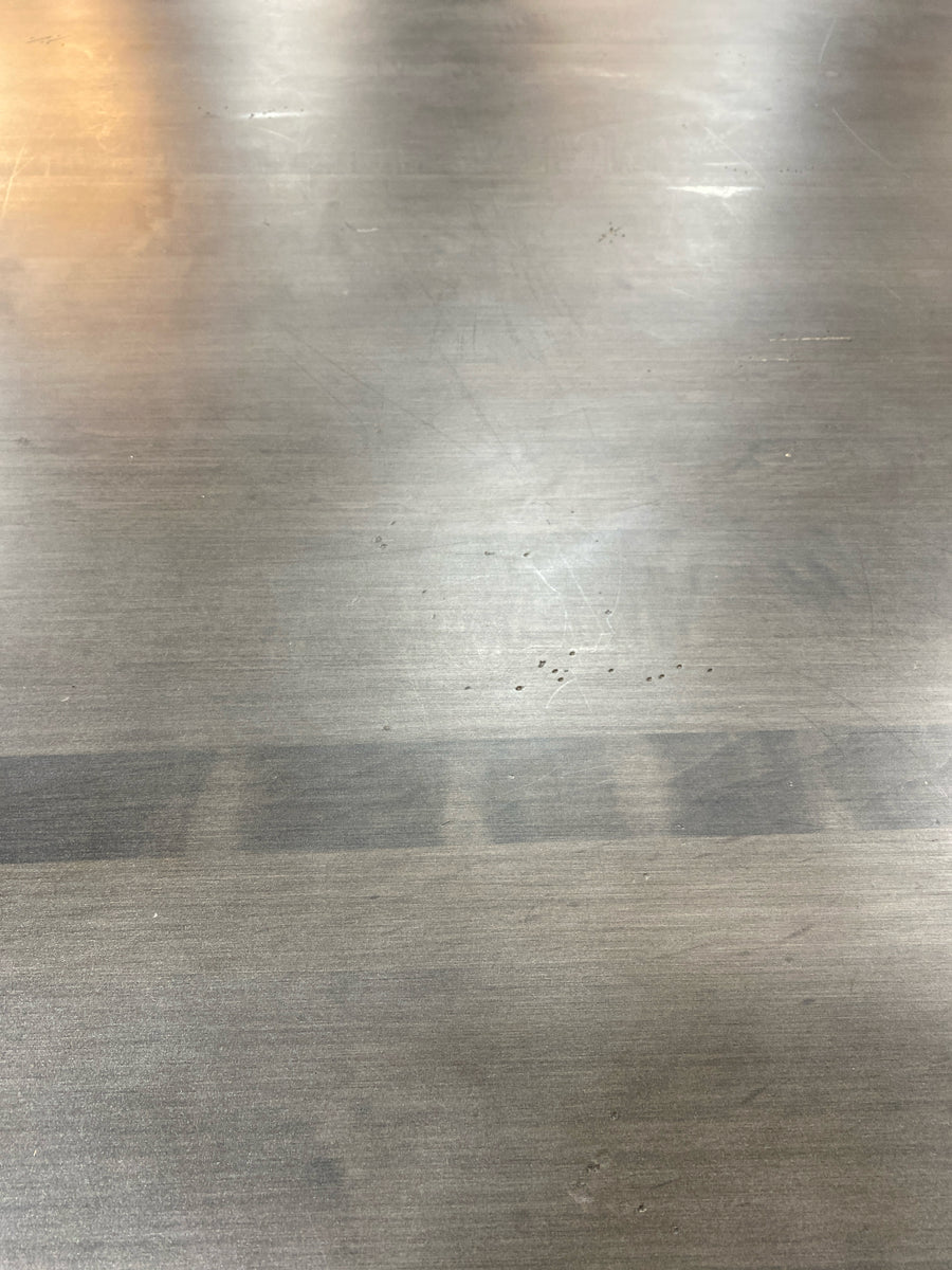 ETHAN ALLEN DINING TRESTLE TABLE  GREY TOP WHITE BASE 1 LEAF