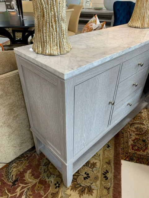 BAR CABINET GREY WITH STONE TOP 2 DOOR 3 DRAWER