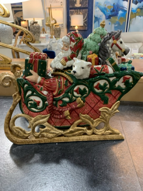 FITZ & FLOYD  LARGE COOKIE JAR TIDINGS