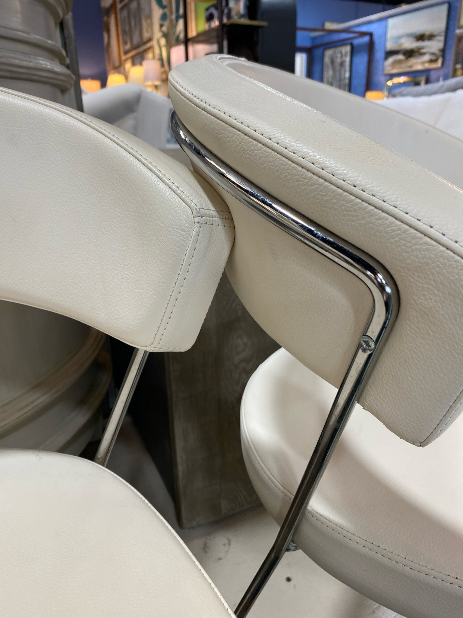 CALLIGARIS SET OF 3 DINING CHAIRS WHTIE WITH CHROME FRAME