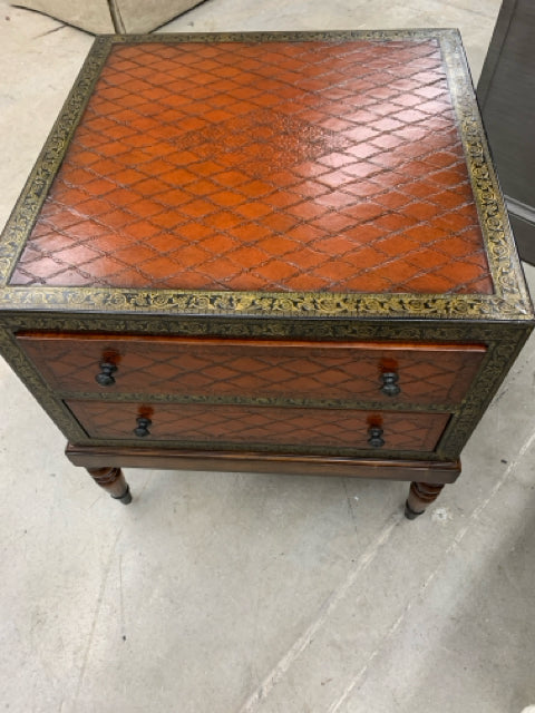 THEODORE ALEXANDER SIDE TABLE WITH  2 DRAWERS