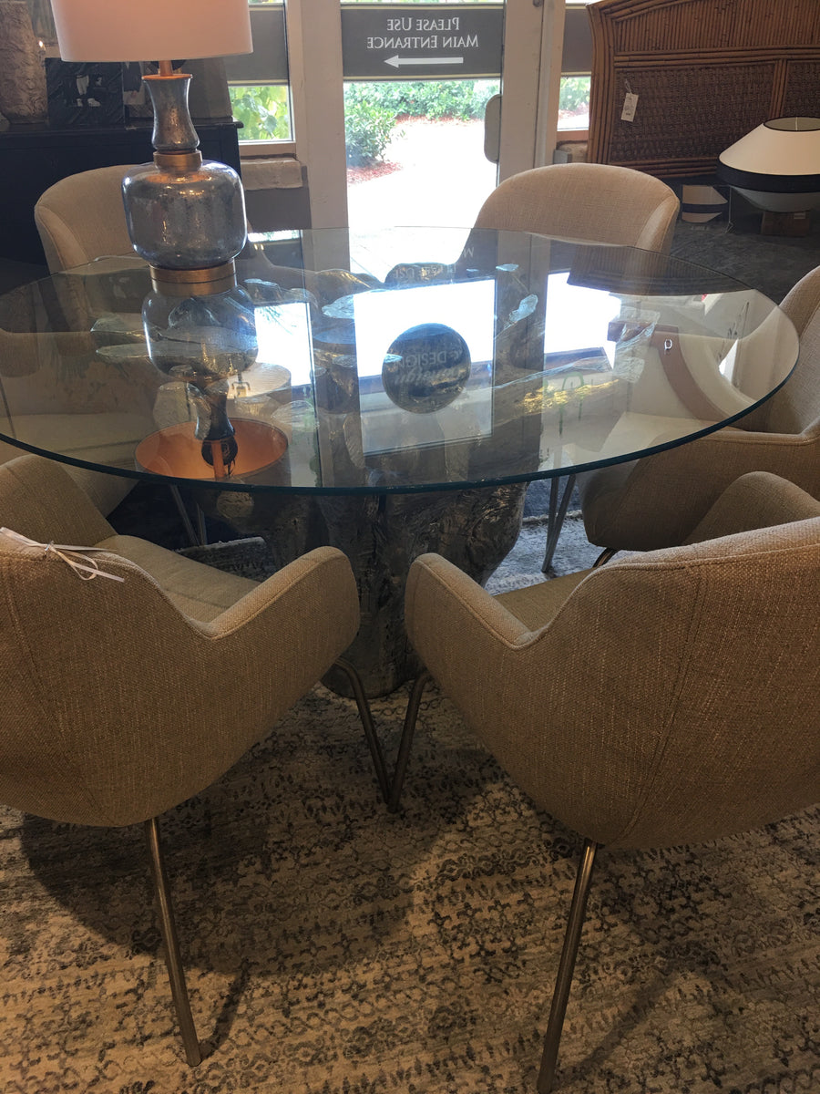 DINING TABLE GLASS WITH CHAIRS