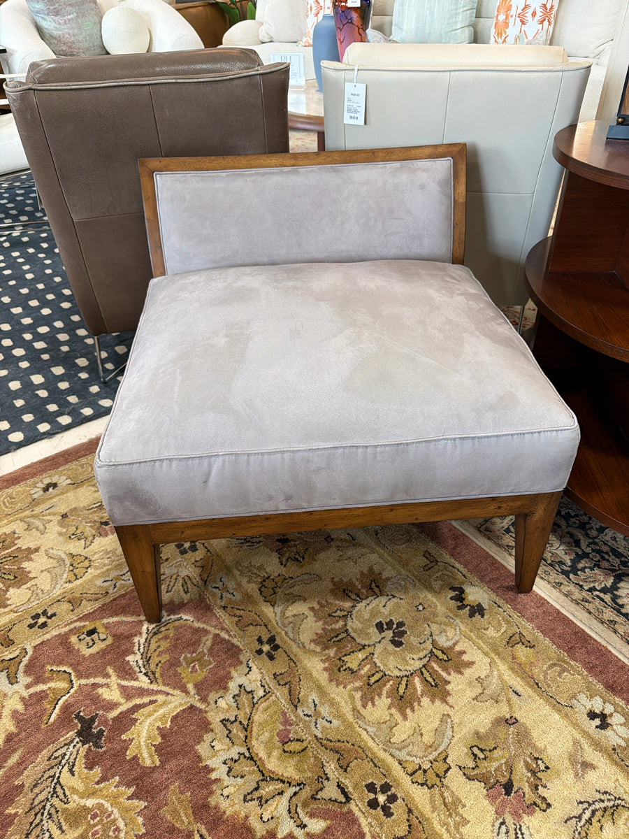 HENREDON OTTOMAN CUSTOM LILAC VELVET FABRIC WOOD FRAME