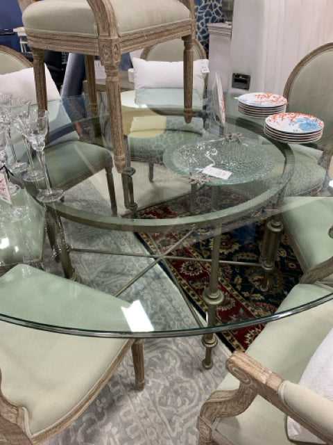 DINING TABLE  METAL BASE GLASS TOP