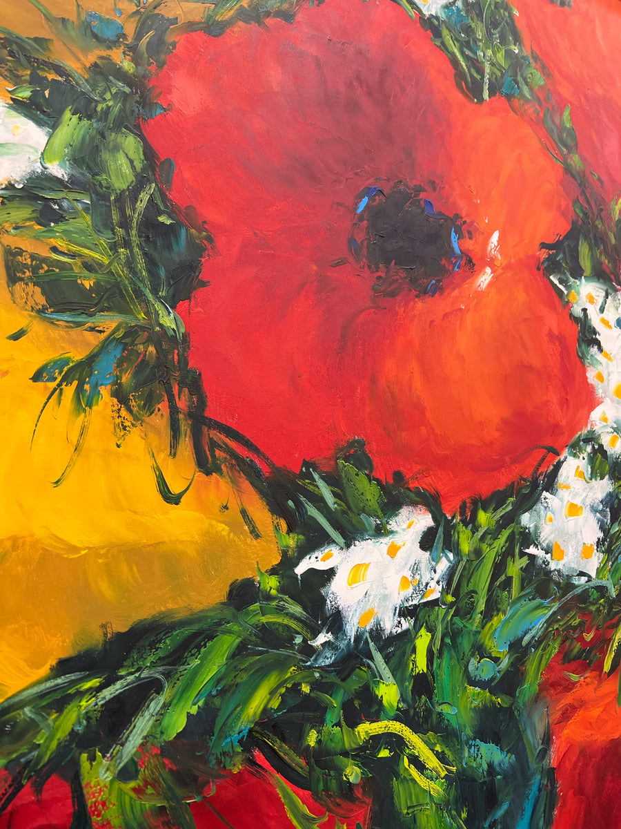 PAINTING ORIGINAL OIL ON CANVAS CHRISTIAN NESVADBA POPPIES