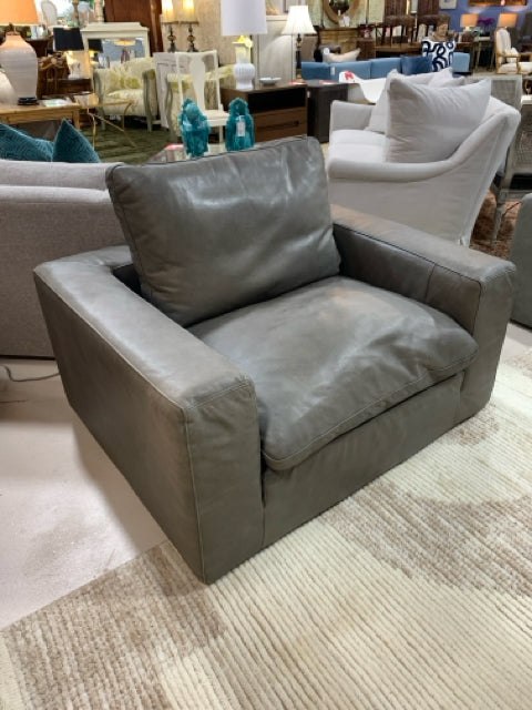 RESTORATION HARDWARE CLOUD COLLECTION GREY LEATHER CHAIR