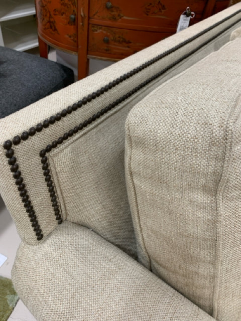 BERNHARDT LOVE SEAT OATMEAL WITH PINHEAD