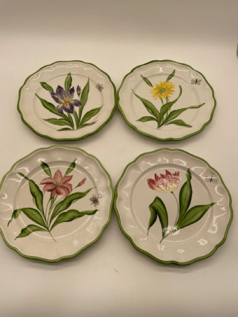 CHINA SET OF 8 VIETRI BOTANICAL 4  DINNER PLATES 4 SALAD PLATES