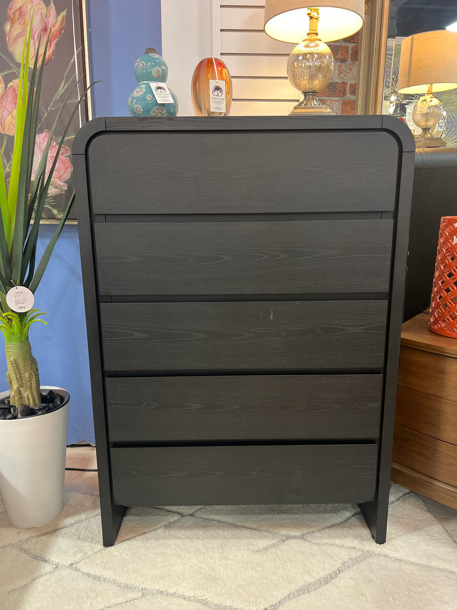 Bedroom HIGHBOY DRESSER BLACK WOOD WITH 5 DRAWERS – Consign & Design