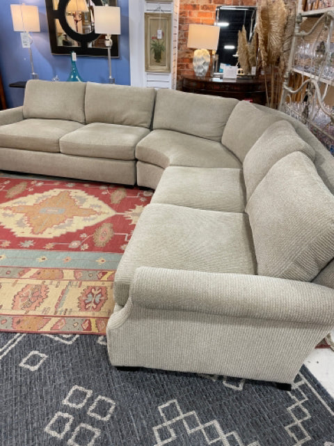 BERNHARDT SOFA 4 PIECE 6 SEAT CURVE  SECTIONAL KHAKI