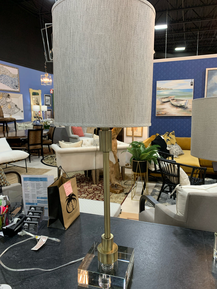 TABLE LAMP LENOX ANTIQUE BRASS FINISH 40"H