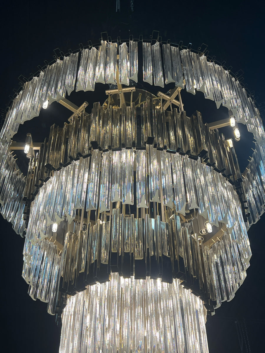 CHANDELIER BOCA DO LOBO 4 TIER BRASS AND CRYSTAL