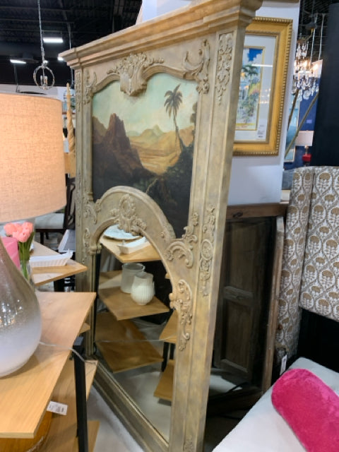 MIRROR WITH FRENCH PAINTING