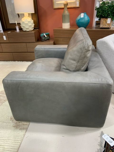 RESTORATION HARDWARE CLOUD COLLECTION GREY LEATHER CHAIR