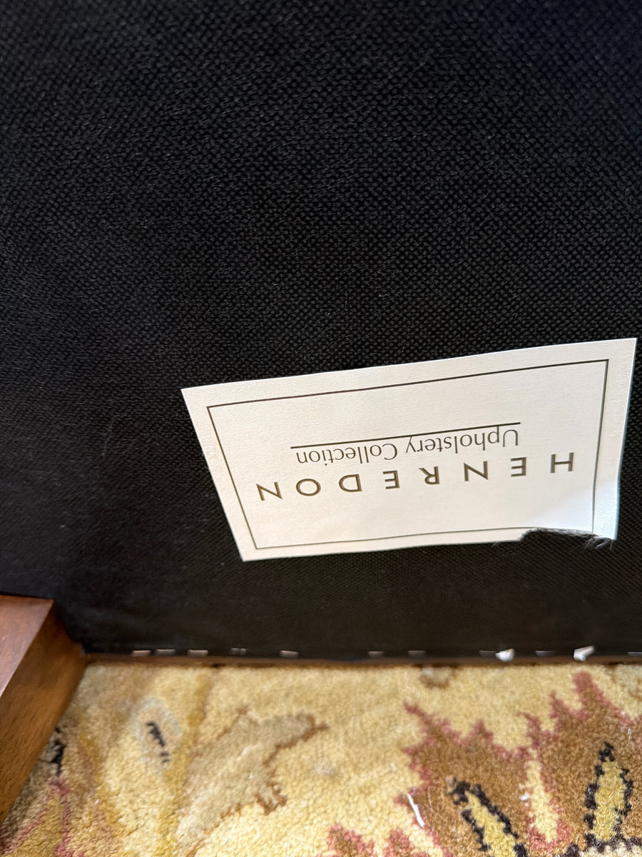 HENREDON OTTOMAN CUSTOM LILAC VELVET FABRIC WOOD FRAME