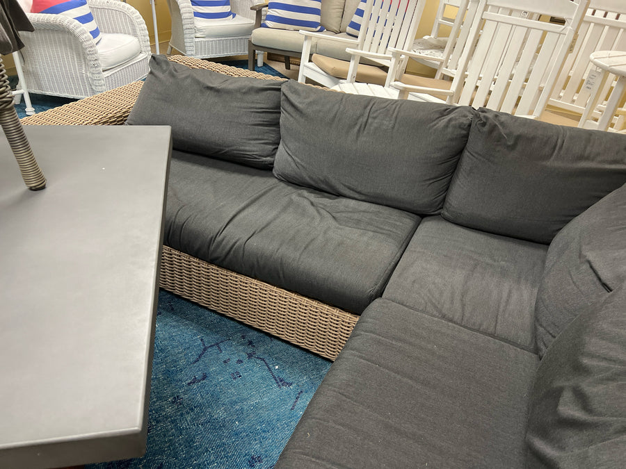 PATIO SECTIONAL 3 PIECE WEAVE WITH BLACK CUSHIONS