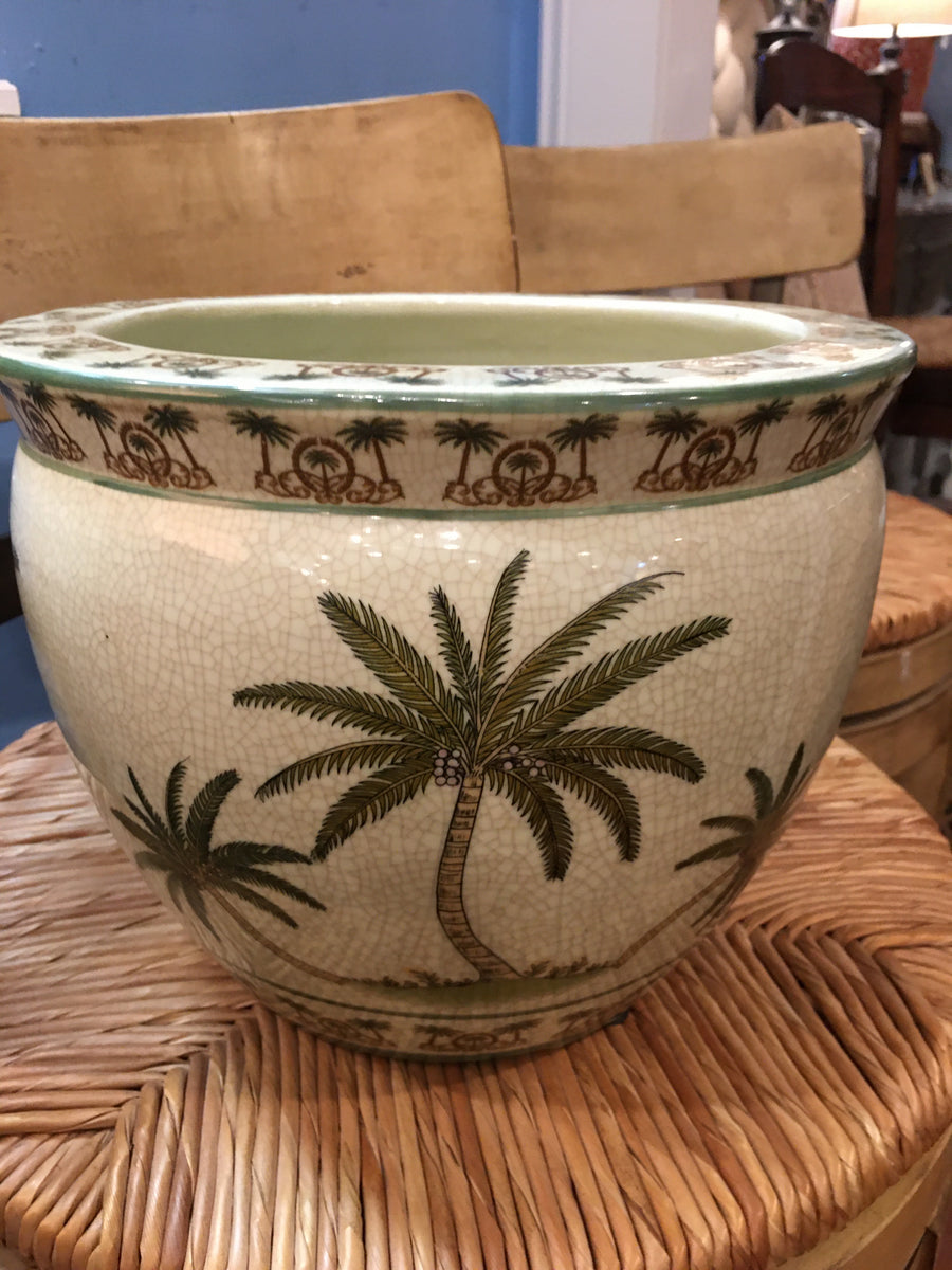 PLANTER WITH PALM MOTIF