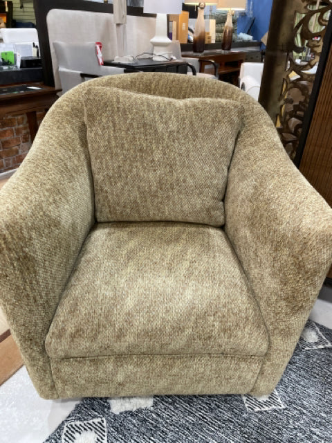 CLUB CHAIR SWIVEL UPHOLSTERED WITH COFFEE COLOR FABRIC