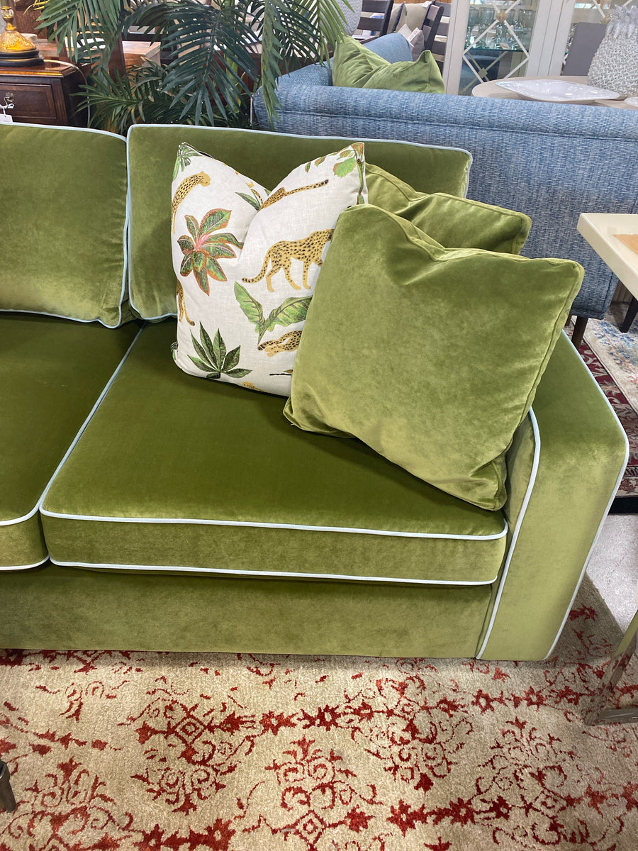 HAVENLY JAMES SECTIONAL GREEN WITH CONTRAST PIPING