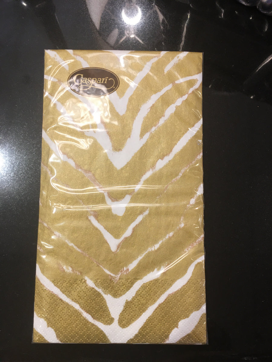 WILD KINGDOM WHITE AND GOLD GUEST TOWELS