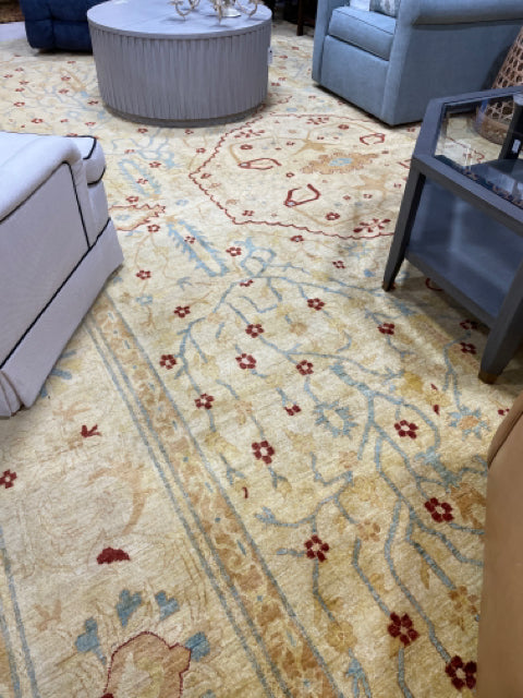 OUSHAK AREA RUG GOLD RUST AND TEAL