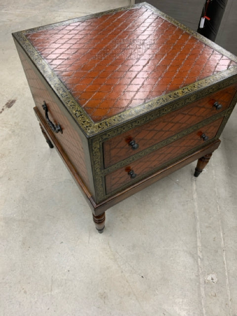 THEODORE ALEXANDER SIDE TABLE WITH  2 DRAWERS